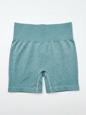 Seamless High Waisted Bike Shorts Teal Green Heather Gym Workout Medium